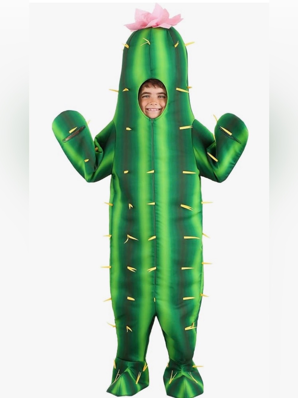 Kids Green Cactus Costume with Pink Flower